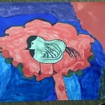 a bird drawn by child colored in with markers