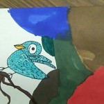a bird drawn by child colored in with markers