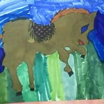 a childs drawing of a horse in brown