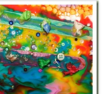 colored glue collage