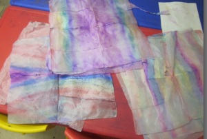 painted tissue paper unfolded