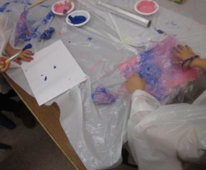 painting with cling wrap