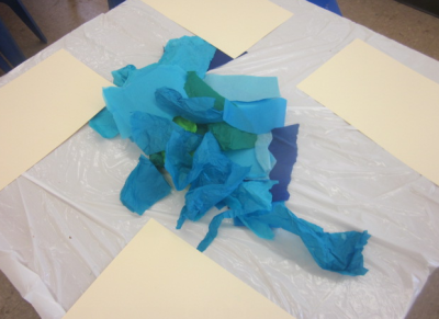 tissue paper for creating oceans