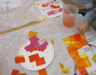 painting squares with water