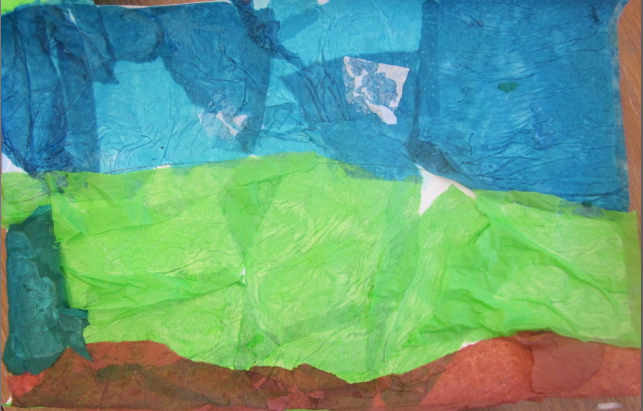 Making landscape pictures with tissue paper for backgrounds – Edu Art 4 ...