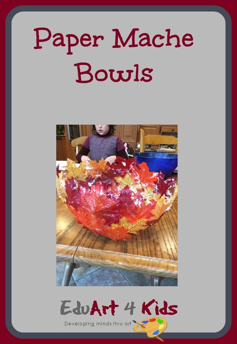 Paper mache bowls with fall leaves Edu Art 4 Kids
